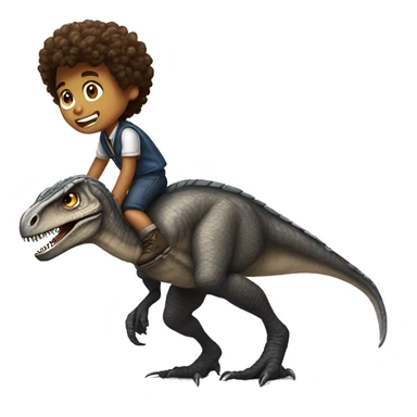 Curly headed boy riding velociraptor  sticker