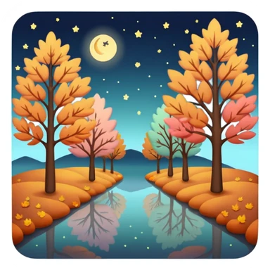 soft pastel autumn night lights sticker