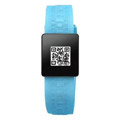 Light blue wristband with QR code on wrist  sticker