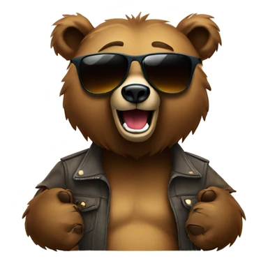cool grizzly bear with sunglasses hanging loose  sticker