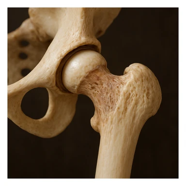 realistic image of human hip joint showing bone and acetabulum with anatomical details sticker