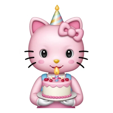 cute hello kitty with birthday cake sticker