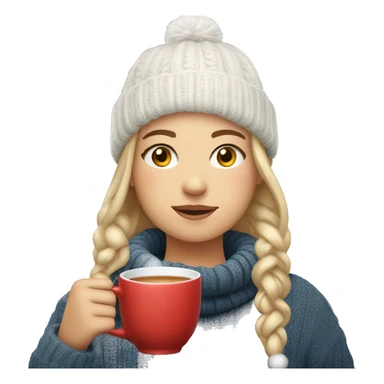 girl in sweater drinking tea during christmas sticker