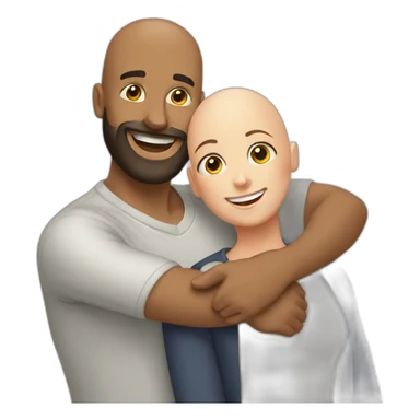 Happy-secret-couple-bald-guy-with-beard-with-boy-haircut-girl-hugging sticker