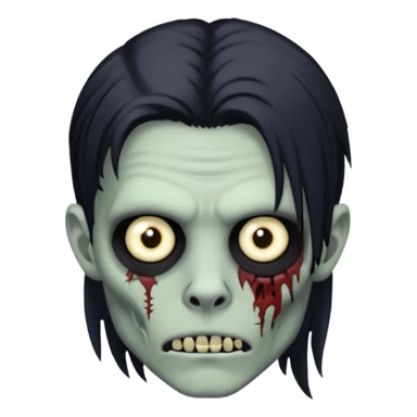 zombie boy with black symmetrical wolfcut medium long hair and piercings sticker