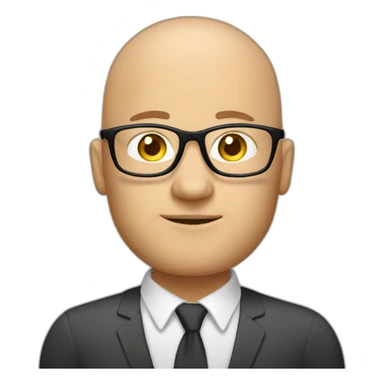 marketing strategist, 40 years old, bald, wearing bold glasses, sticker