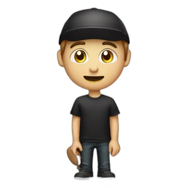 drummer-man,-caucasian,-with-a-marron-cap,,-with-a-grimace-gesture-and-black-t-shirt sticker
