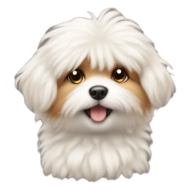 The image shows a cute illustration of a small fluffy dog ​​. sticker