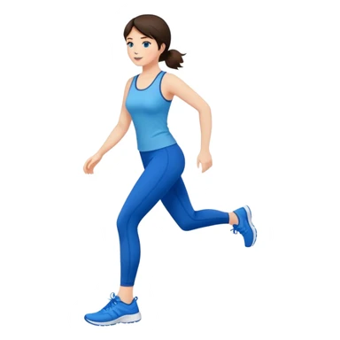 Short brunette, leggings, blue walking shoes sticker