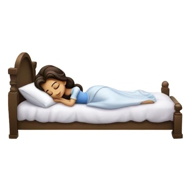 Sleeping brunette beauty princess Disney, bed, white bed sticker
