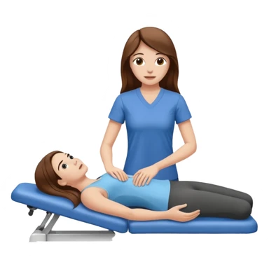 physiotherpay session for a long brown hair woman sticker