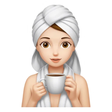 A girl in a towel on her head is drinking coffee sticker
