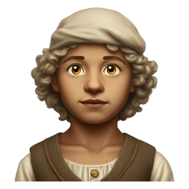 18th century peasant boy without headdress photorealistic serious sticker