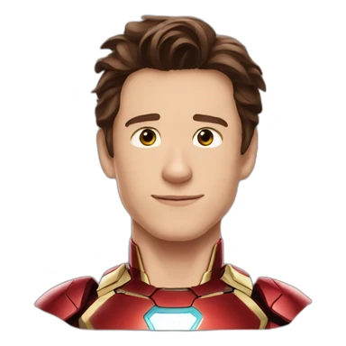 Tom Holland with a iron man costume sticker