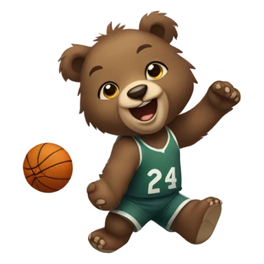 Bear cub playing basketball sticker