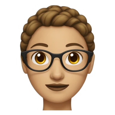 woman with brown hair bun and glasses sticker