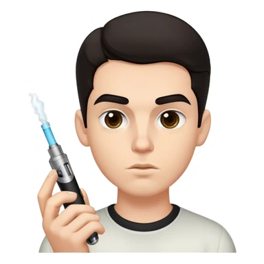 white boy with dark hair holding vape thick eyebrows sticker