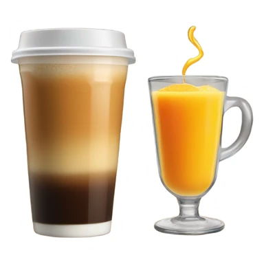 Cap of coffee with orange juice  sticker