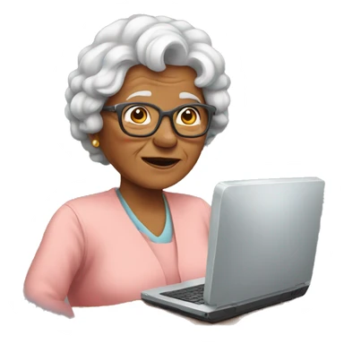 A grandmother with a computer sticker