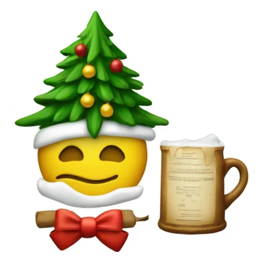 An old fashioned next to a Christmas tree  sticker