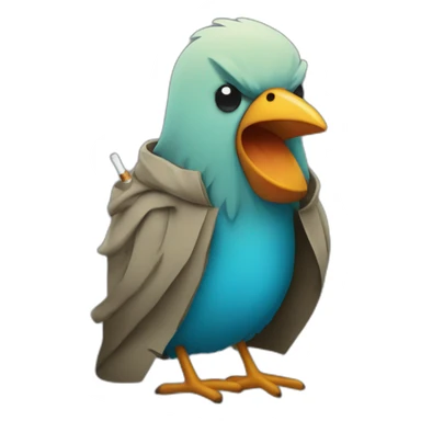homeless twitter bird smoking sticker