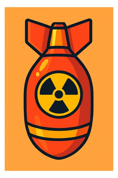 nuclear bomb, cartoon style, bold colors sticker