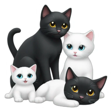 black cat in love with white cat  sticker