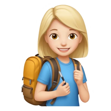 student wearing back pack girl sticker