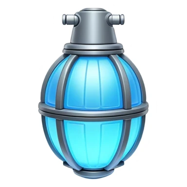 Clash of Clans aesthetic: Cinematic Playful 3D Isometric Plasma Grenade Emoji, rendered in a 3D vector-style similar to standard emojis with minimal shading and bold, simplified shapes. A compact, distinct form with signature details, softly glowing with a futuristic sci-fi warfare charm. Simplified yet unmistakably iconic, highly detailed and consistent, glowing with a soft radiance and high shine. Stylized with a touch of high-tech brilliance and a soft glowing outline, capturing the essence of a beloved gaming relic with a friendly, playful manner! sticker