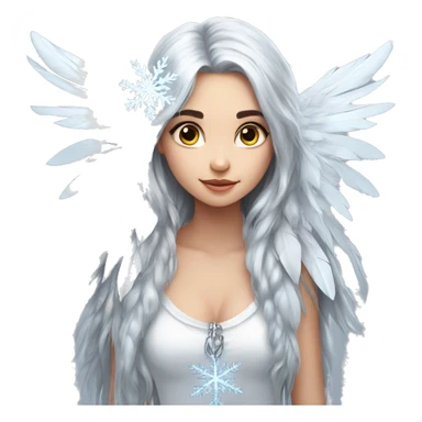 big wings, silver, feather, icy ,snowflake, Beautiful, fairy, long hair sticker