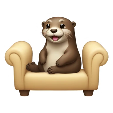 happy otter sitting on a blue sofa sticker