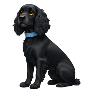 Black spaniel with a sock sticker