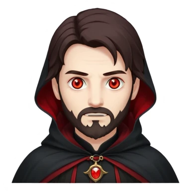 Evil, shadowie Male lord with Red glowing eyes and Long darkBrown Hair and chin beard sticker