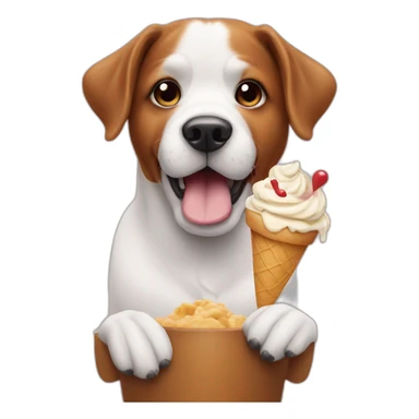 Dog watching phone with icecream  sticker