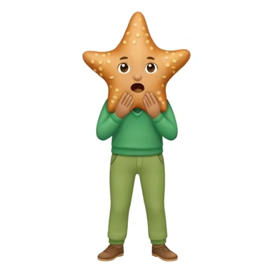 Give me a picture of an animated talking starfish that coughs, give me him green pants sticker