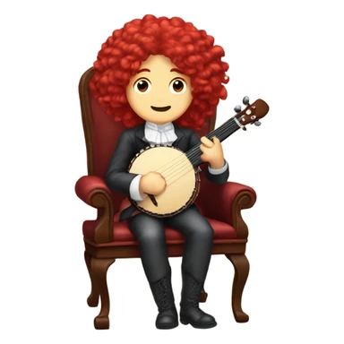 Antonio Vivaldi Red wig older chibi sitting chair banjo sticker