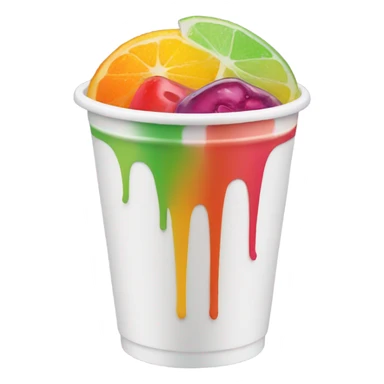 Styrofoam cup with juice sticker