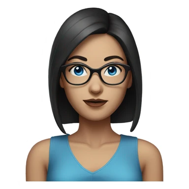 a woman with blue eyes and dark short hair realism with glasses sticker
