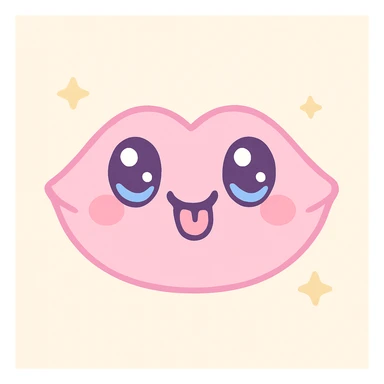 kawaii style pink lips with a silly expression sticker