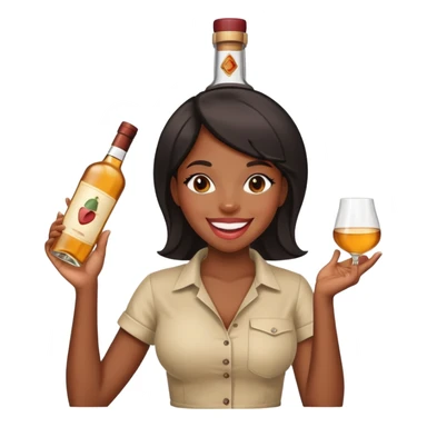 black Girl With tongue out and liquor bottle on her head  sticker