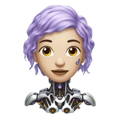cyberpunk with lavender hair, cyborg mods sticker