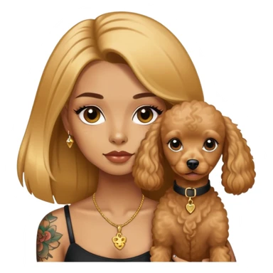 a  girl with glod  straight long hair and tattoos and (two) miniature poodles sticker