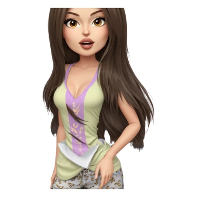 girl with brown hair indoors sticker