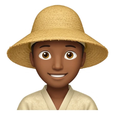 Asian guy with a rice hat, eyes barely open sticker