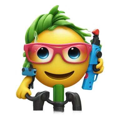 Smiley face with side eye with watergun with watergun with watergun with sticker