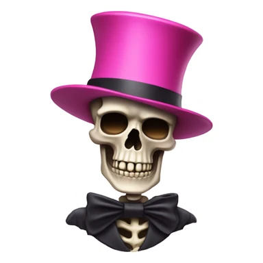 Skeleton with a comically large pink top hat  sticker
