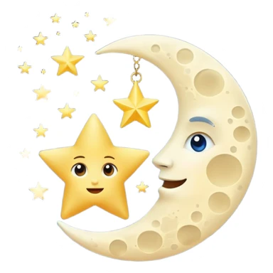 Moon and star love each other  sticker