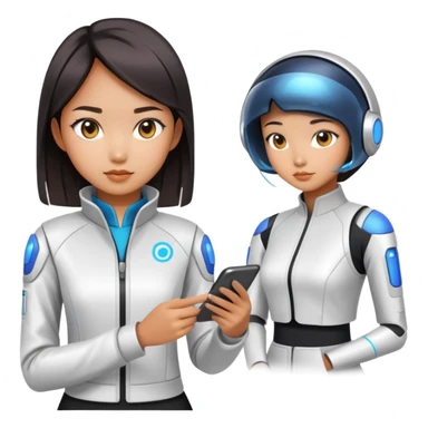 asian girl designing futuristic clothing sticker