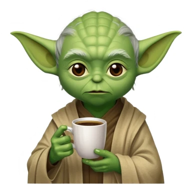 yoda drinking coffee sticker