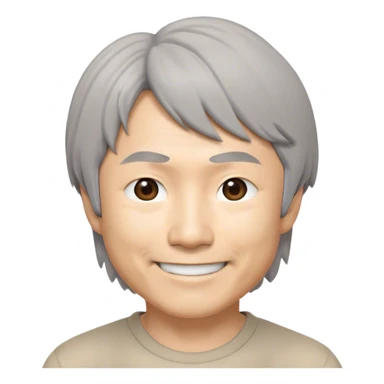 ​Cinematic Realistic Portrait of a Smiling Shigeru Miyamoto, depicted with warm, approachable features, gentle grey-tinted hair, and kind, expressive eyes, set against a subtle backdrop hinting at iconic video game imagery, rendered with lifelike textures and soft, inviting lighting that captures his innovative spirit, sticker